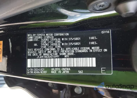 2016 Lexus Lx 570 z USA, uszkodzony, nr VIN JTJHY7AX3G4216991